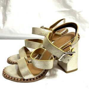 Marc by Marc Jacobs Vacchetta Sandal Gold Heeled Sandal Metallic Leather Size 36